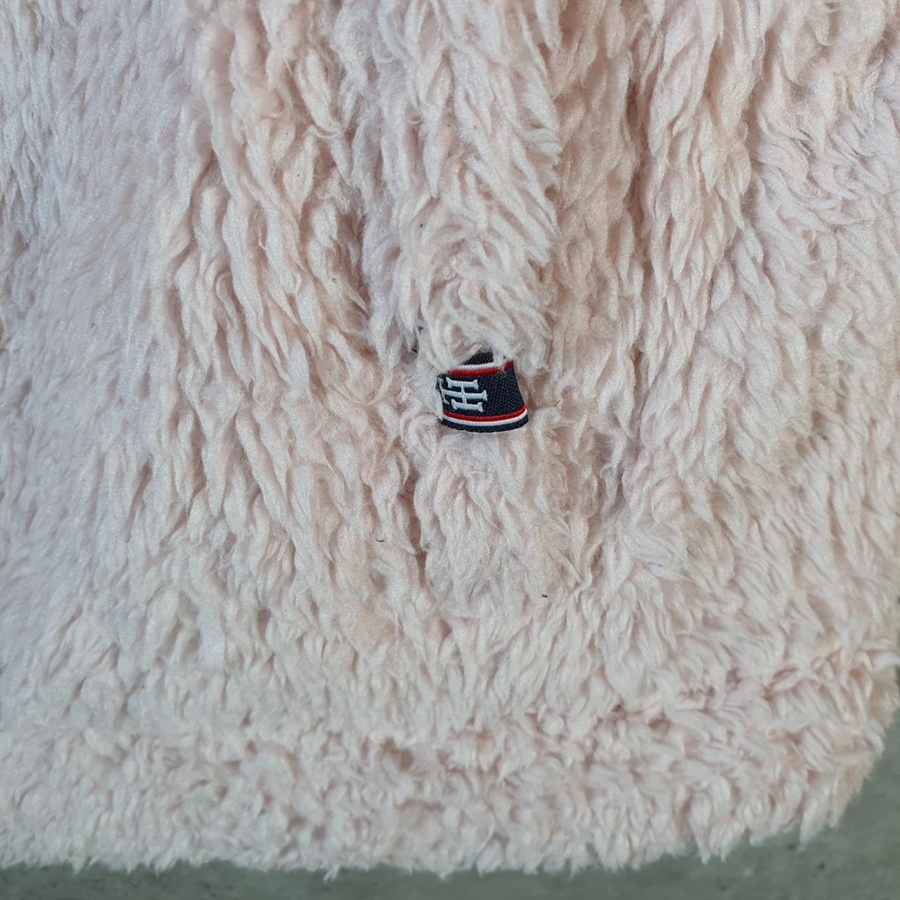 Vintage Tommy Hilfiger Full Zip Fleece Gilet Womens Large Pink Spellout Logo Winter