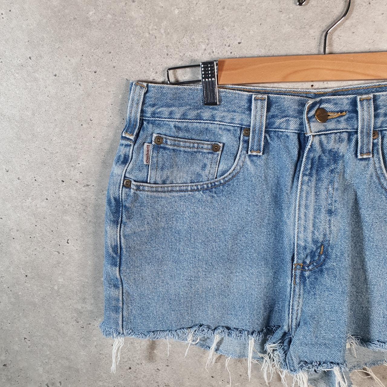 Vintage Carhartt Baggy Carpenter Shorts Jorts Cargo Men’s W34 Blue Relaxed Denim Fit Workwear Big Fish Vintage