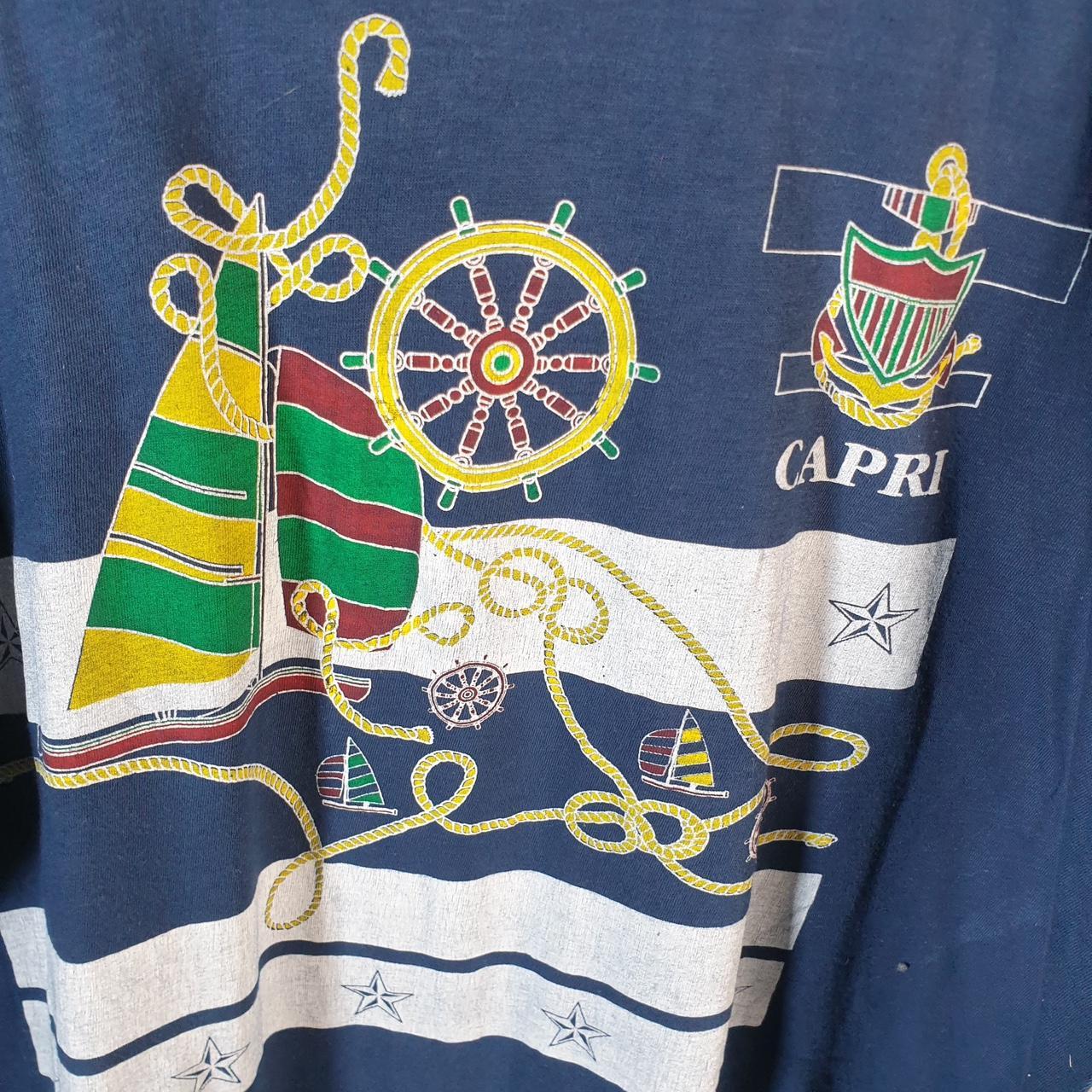 Vintage Task Force Capri Ship Sailing 90s USA Single Stitch T Shirt Men’s Medium Navy Blue