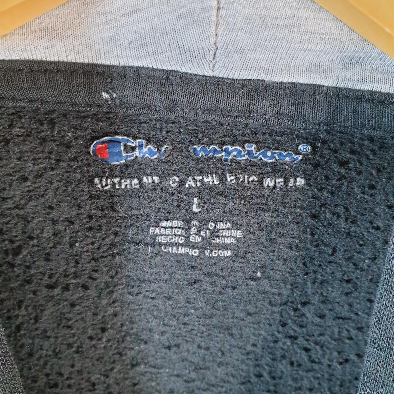 Vintage Champion Hoodie Womens Large Black Spellout Logo Pullover