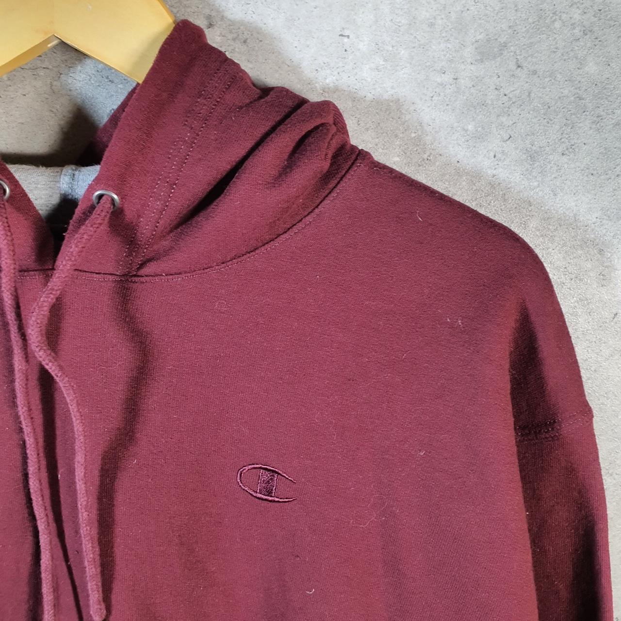 Vintage Champion Hoodie Men’s Large Burgundy USA Pullover Spellout Logo