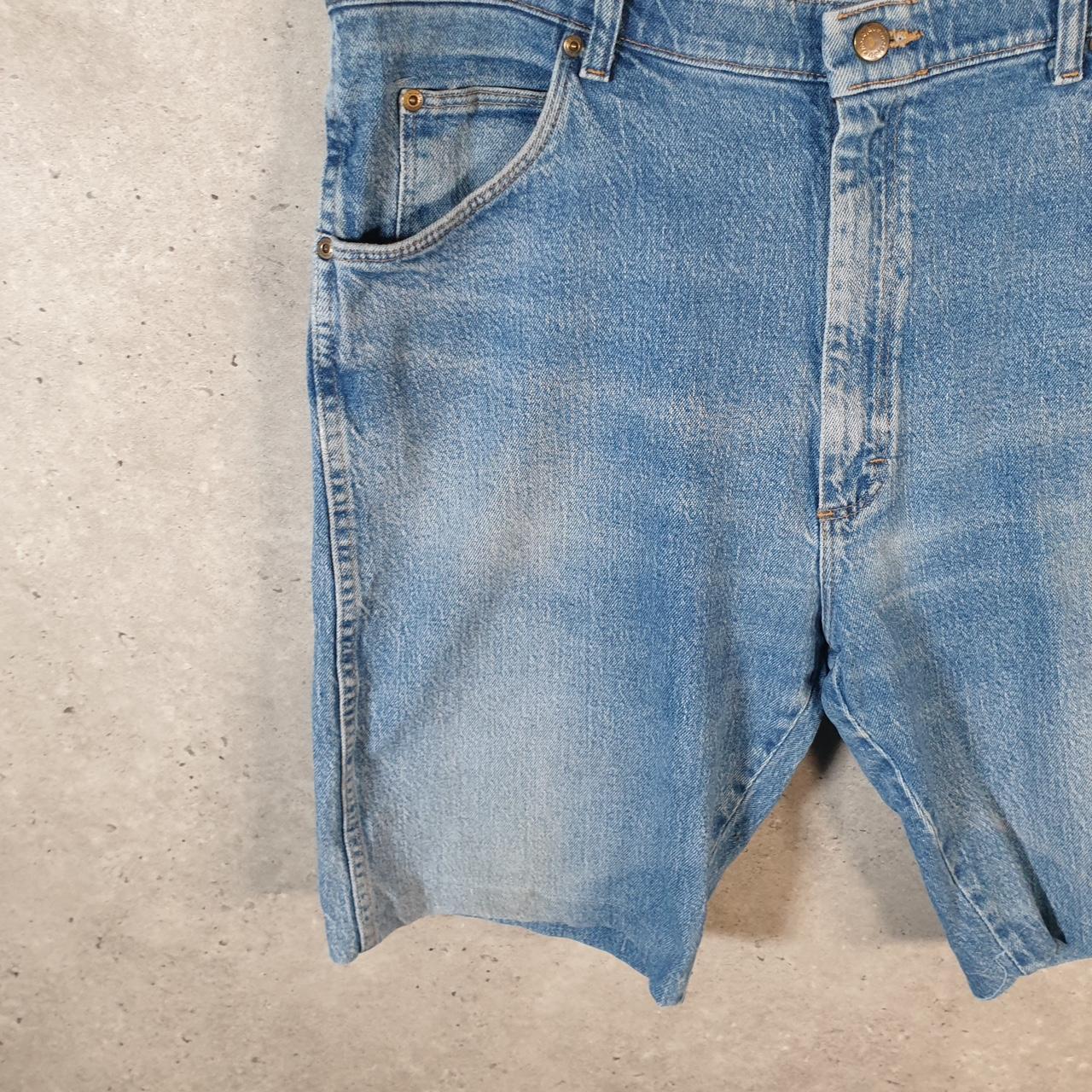 Vintage Wrangler Denim Shorts Jorts Cargo Men’s W38 Relaxed Blue Baggy Cotton