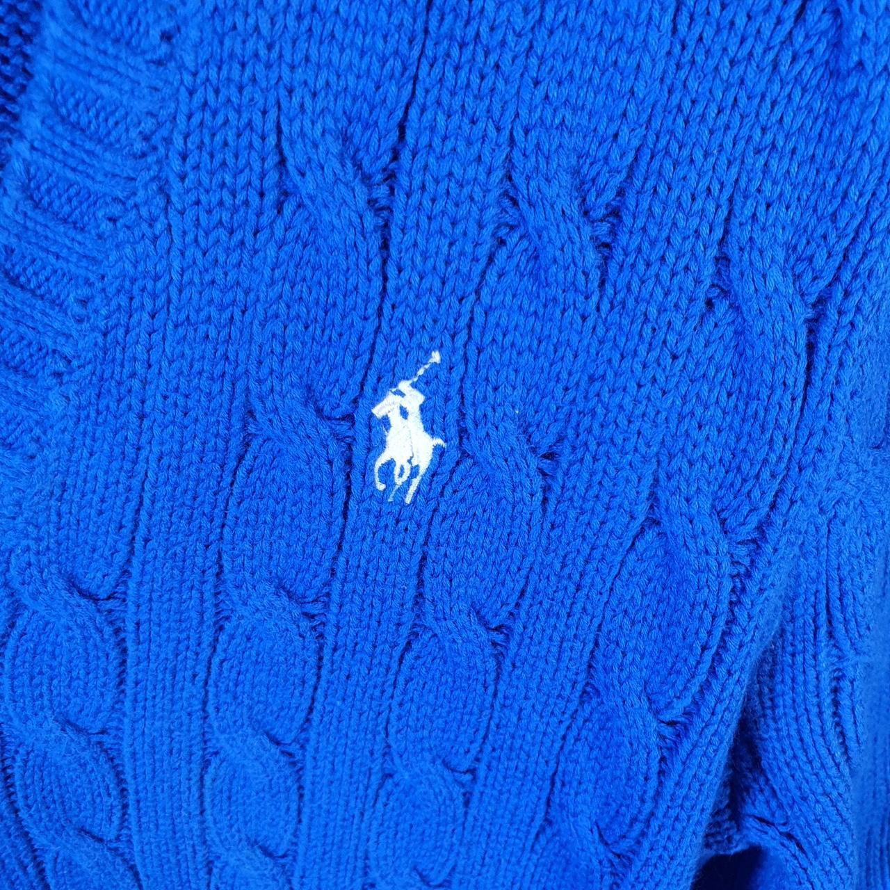 Vintage Ralph Lauren Polo Cable Knit Heavyweight Sweatshirt Womens Large Blue Pony