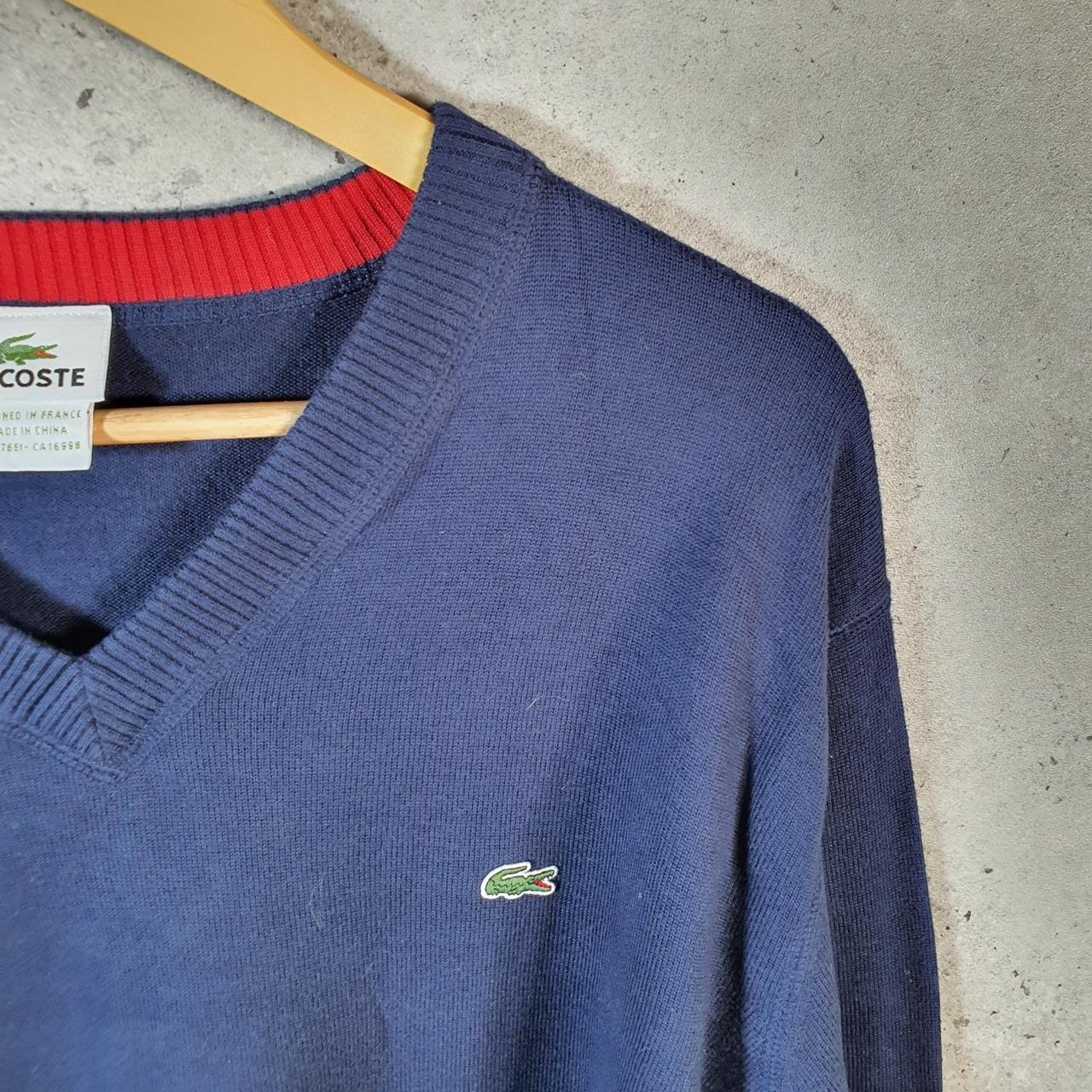 Vintage Lacoste Sweatshirt Men’s Large Navy Blue Pullover Logo Y2K Jumper Logo Casual