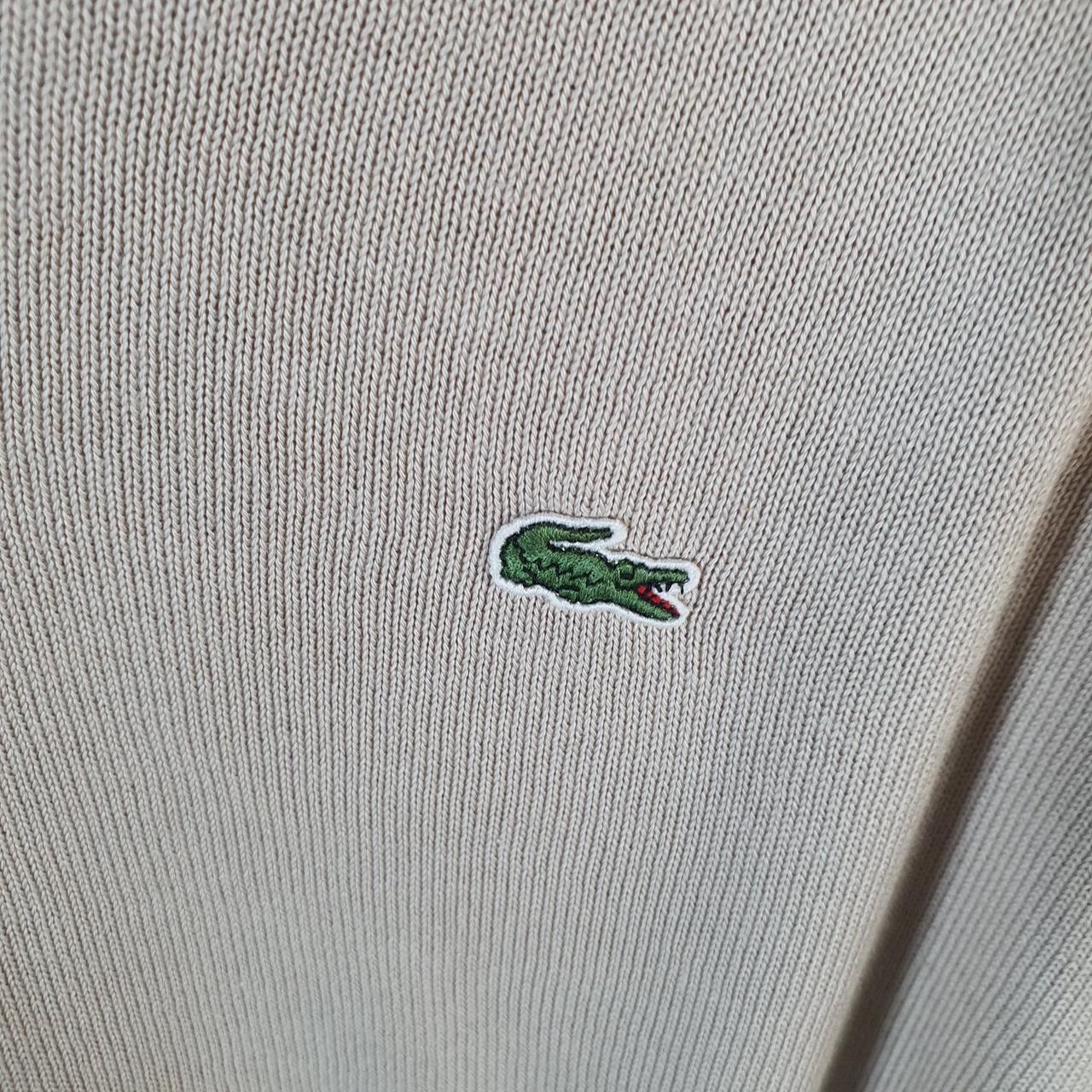 Vintage Lacoste Knit Sweater Mens XL Beige Y2K Jumper Logo