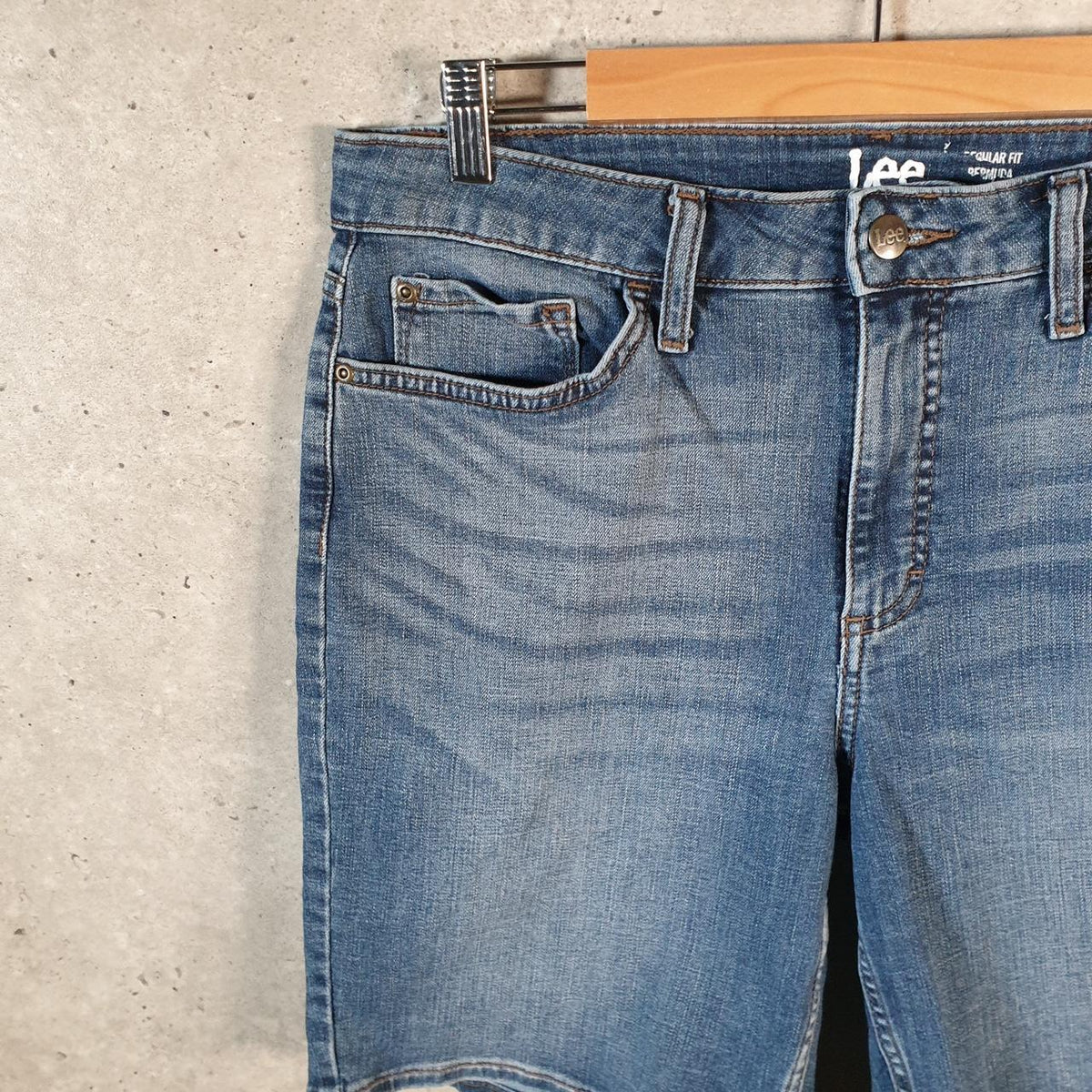 Vintage Lee Baggy Shorts Jorts Cargo Womens W34 Blue Relaxed Denim