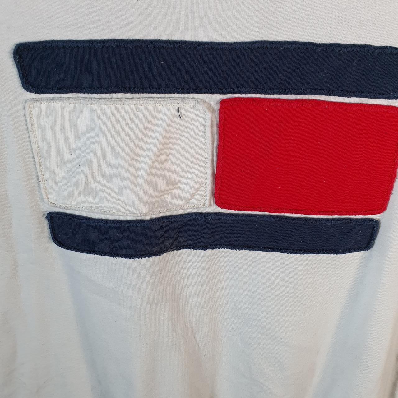 Vintage Tommy Hilfiger T Shirt Womens XL White Logo Embroidered Round Neck