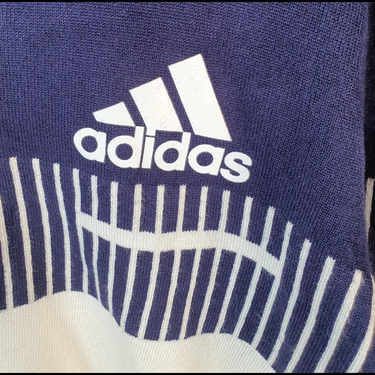 Vintage Adidas Knit Sweater Men’s Small Blue Y2K Pullover Casual