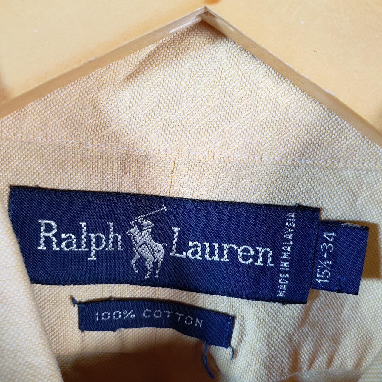 Vintage Ralph Lauren Button Down Shirt Men’s Large Yellow Custom Fit Cotton Pony