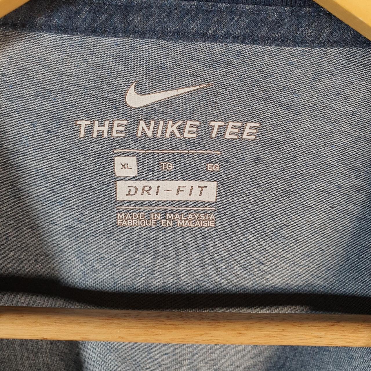 Vintage Nike Dri fit T Shirt Mens XL Blue Printed Logo Swoosh Athletic