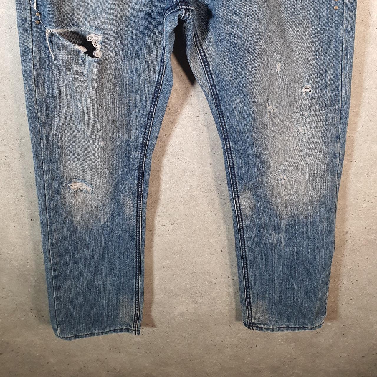 Vintage Yaso Baggy Y2K Hip Hop Jeans Mens W32 Blue Embroidered Denim Big Fish Vintage