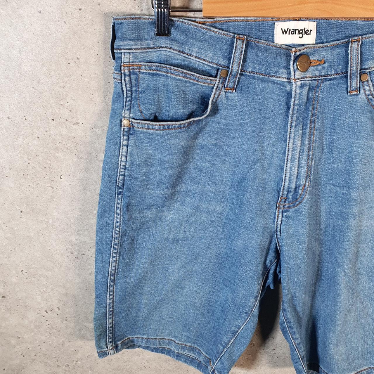 Vintage Wrangler Denim Shorts Jorts Cargo Men’s W33 Relaxed Blue Baggy Cotton