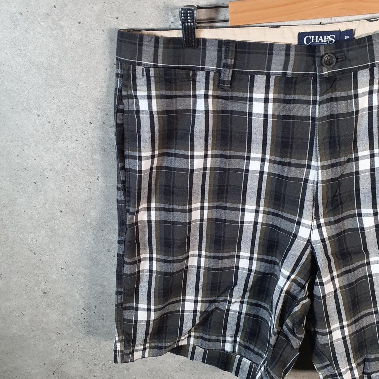 Vintage Chaps Ralph Lauren Polo Shorts Jorts Cargo Men’s W38 Checkered Black Baggy Cotton A4452