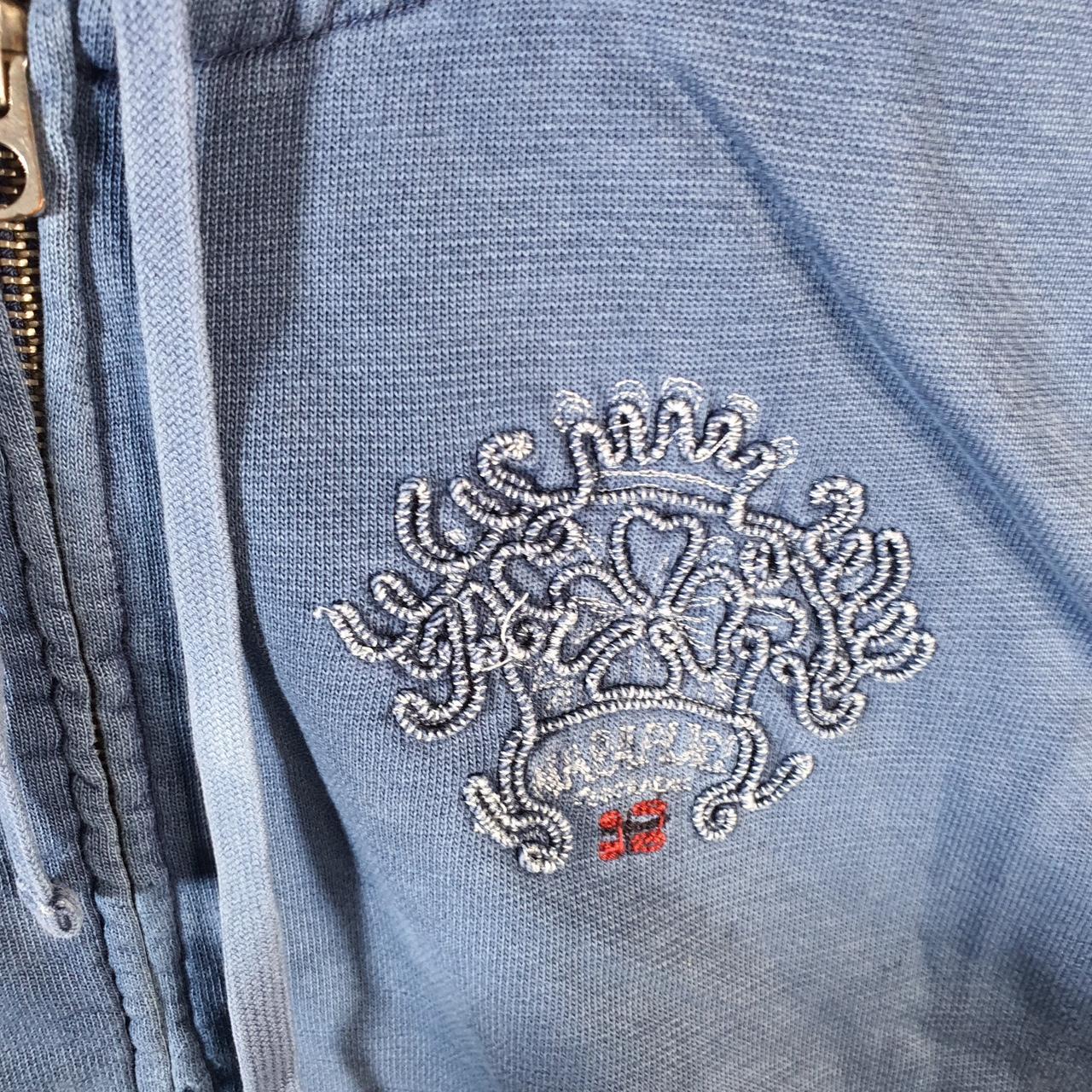 Vintage Napapijri Full Zip Hoodie Womens Large Blue Logo Spellout
