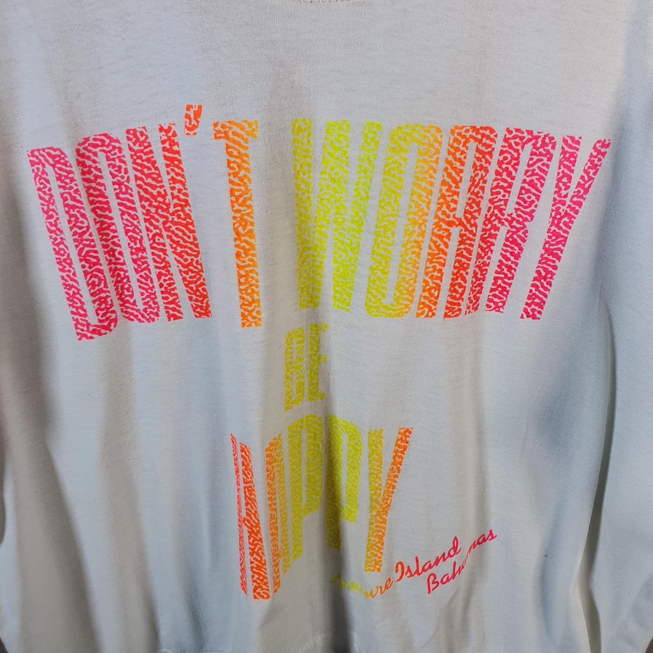 Vintage Breakaway Be Happy Bahamas 90s USA Single Stitch T Shirt Womens Large White Graphic