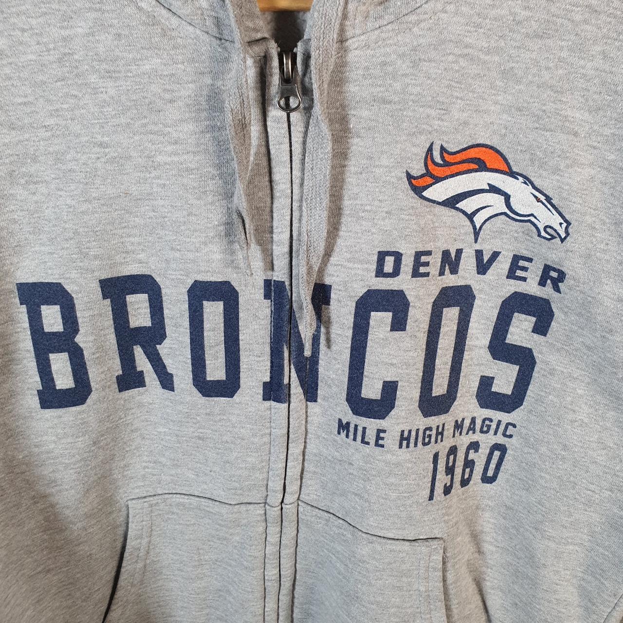 Vintage NFL Denver Broncos Hoodie Womens Large Grey Full Zip USA Pro Sport