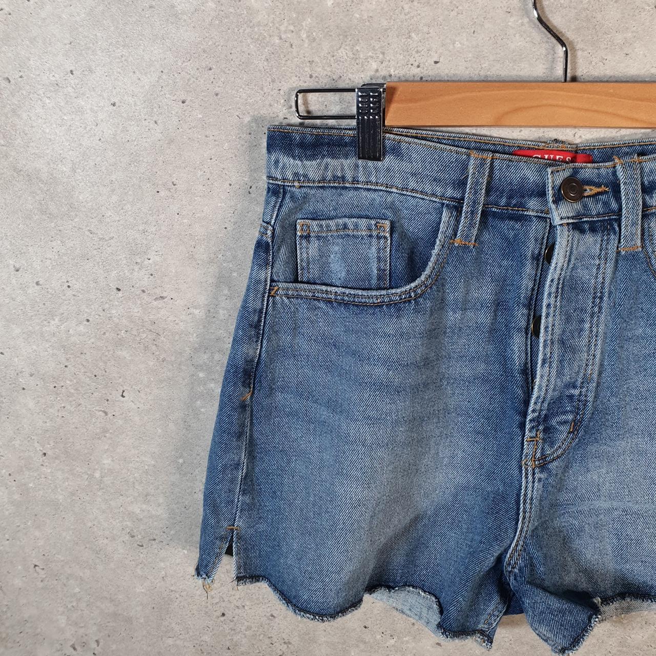 Vintage Guess Baggy Shorts Jorts Cargo Womens UK8 Blue Denim Relaxed Fit Cargo