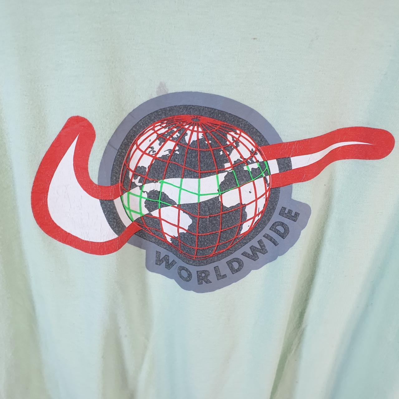 Vintage Nike Worldwide Spellout T Shirt Men’s Large Blue Logo Swoosh Athletic