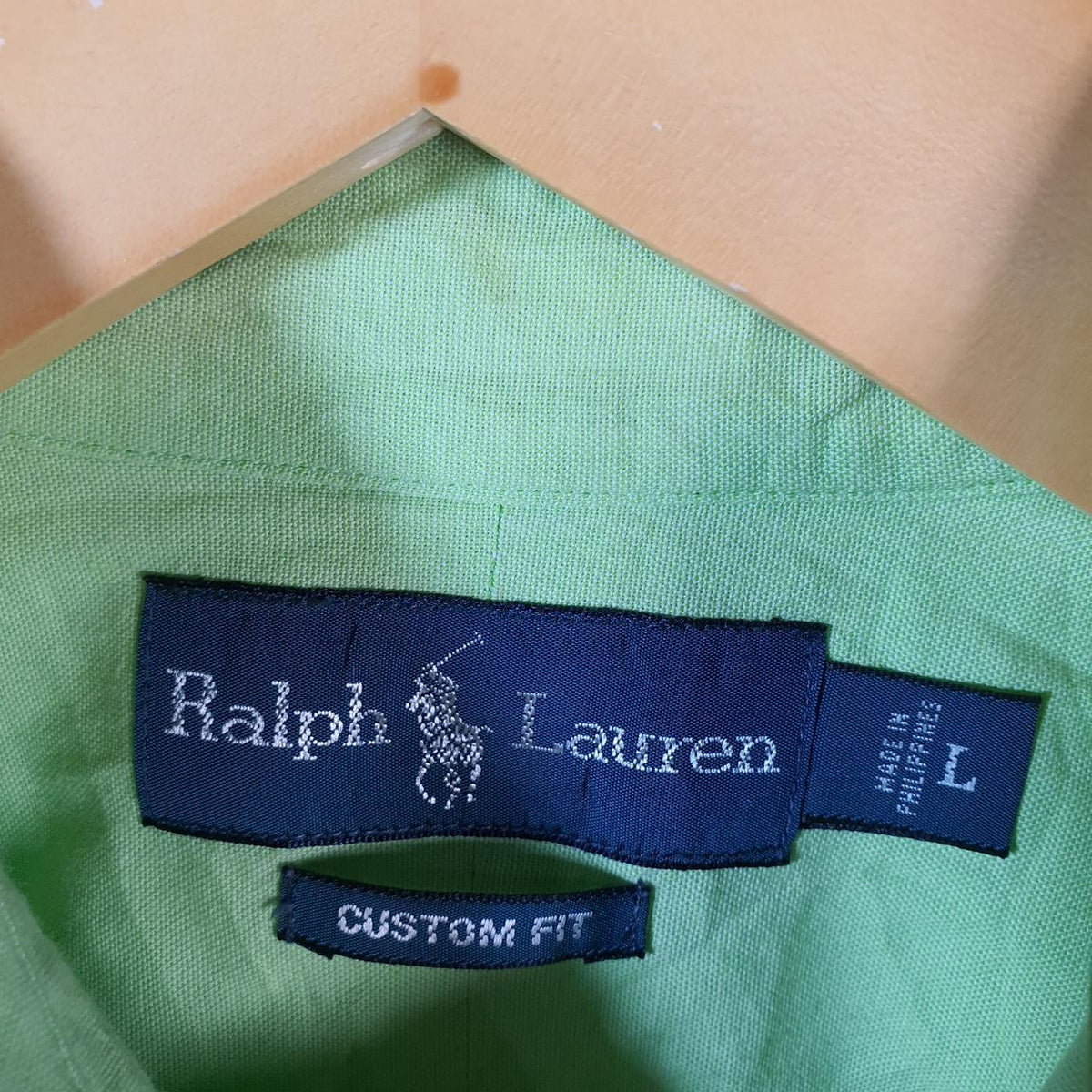 Vintage Ralph Lauren Button Down Shirt Men’s Large Green Custom Fit Cotton Pony