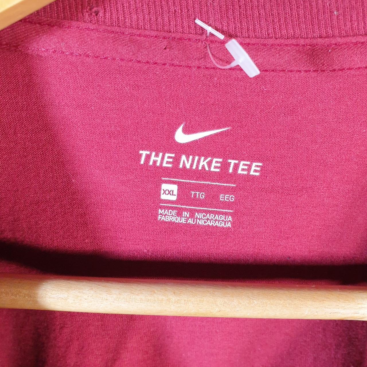 Vintage Nike T Shirt Men’s 2XL Burgundy Red Printed Single Swoosh Logo Athletic C8256