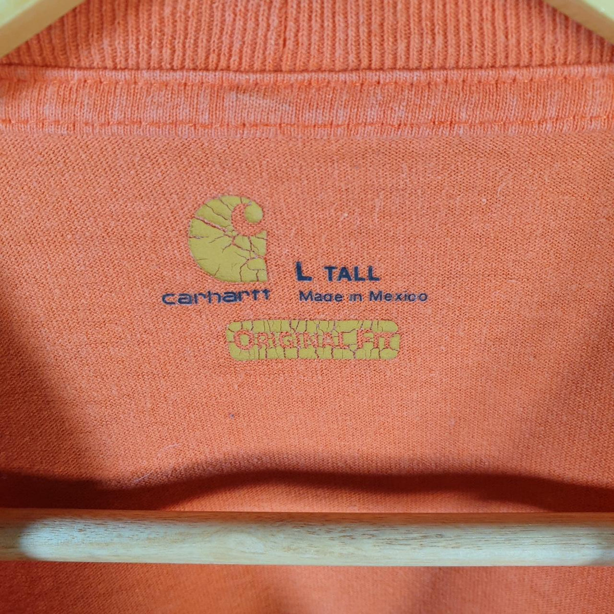 Vintage Carhartt Pocket T Shirt Men’s Large Tall Orange Workwear Chore Utility Original Fit