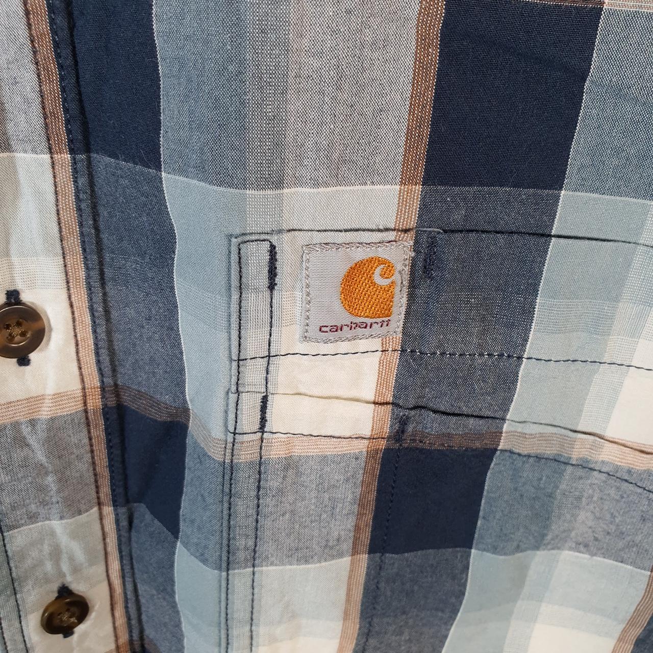 Vintage Carhartt Shirt Button Down Mens XL Blue Short Sleeve Utility Relaxed Fit
