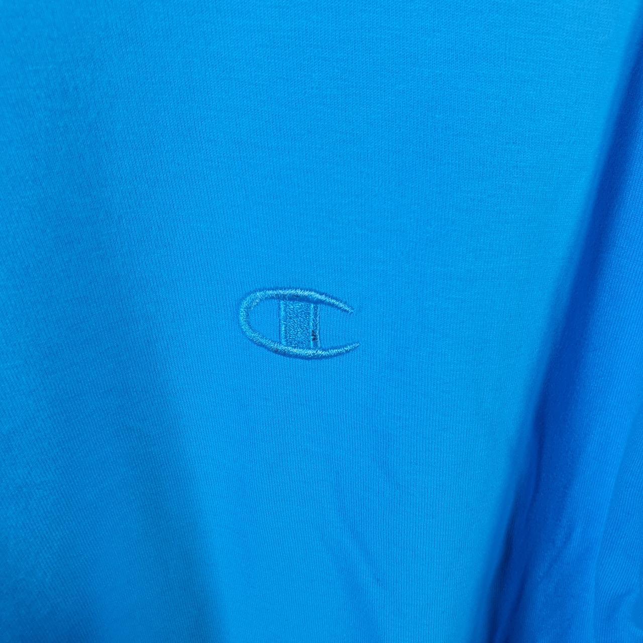 Vintage Champion Spellout Embroidered T Shirt Men’s XL Blue Casual Blank Athletic