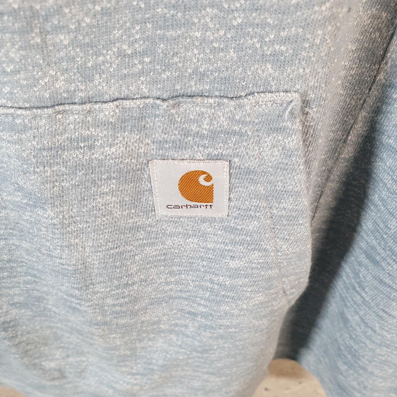 Vintage Carhartt Hoodie Womens Large Blue Pullover Blank USA Slightly Fitted