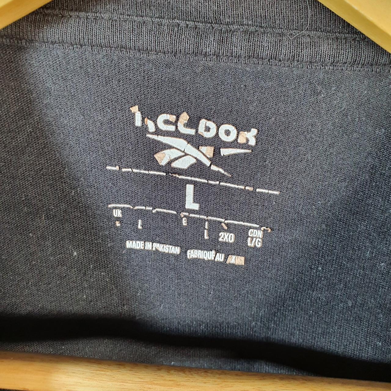 Vintage Reebok Spellout T Shirt Men’s Large Black sports Logo Athletic