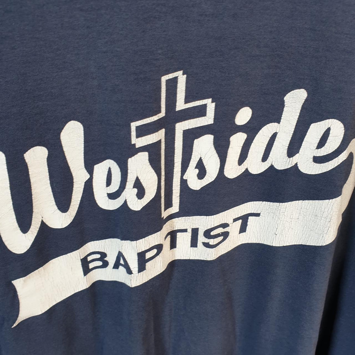 Vintage Fruit of the Loom Westside Baptist USA Single Stitch T Shirt Men’s Large Blue 4
