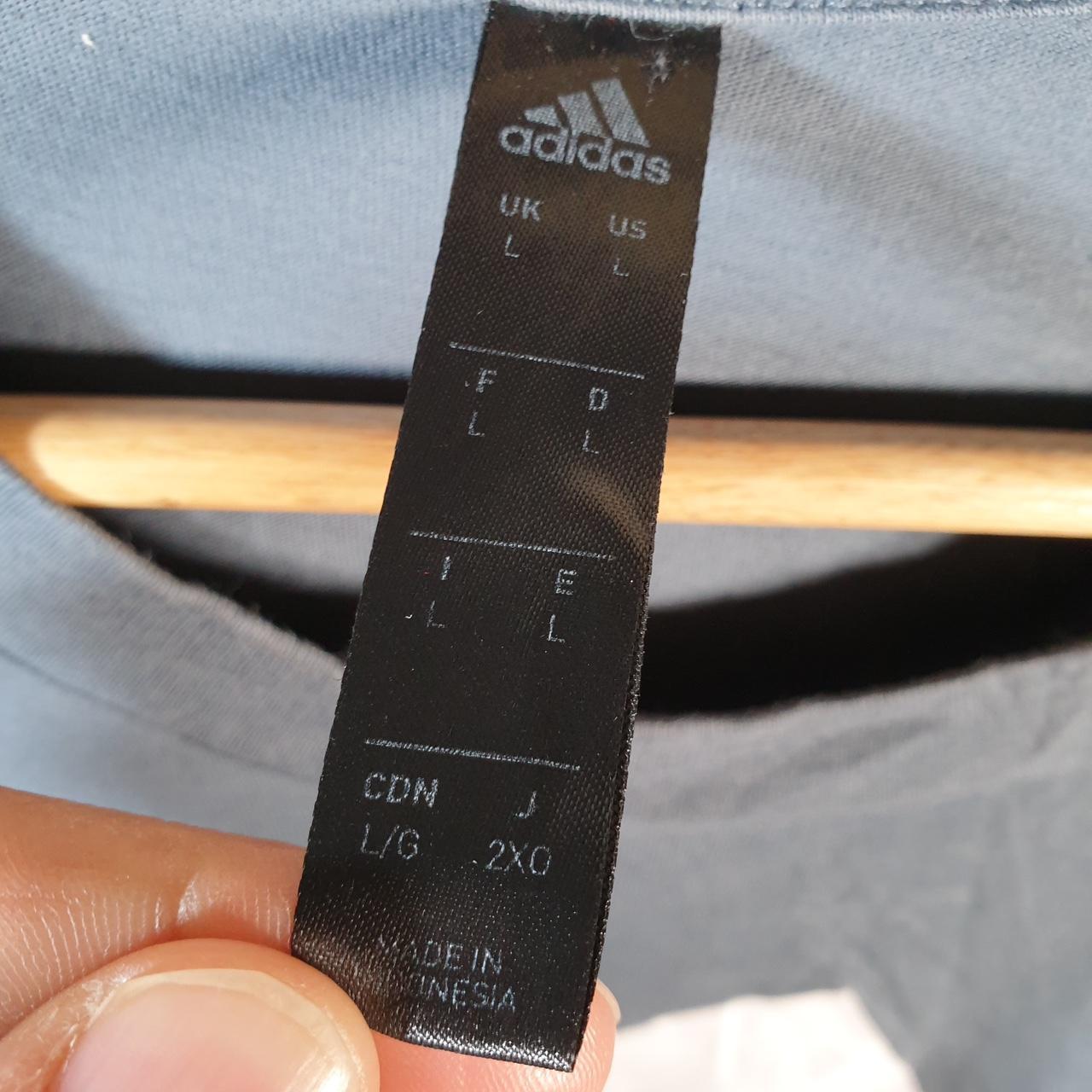 Vintage Adidas T Shirt Shirt Men’s Large Blue Three Stripes Logo Athletic C9899