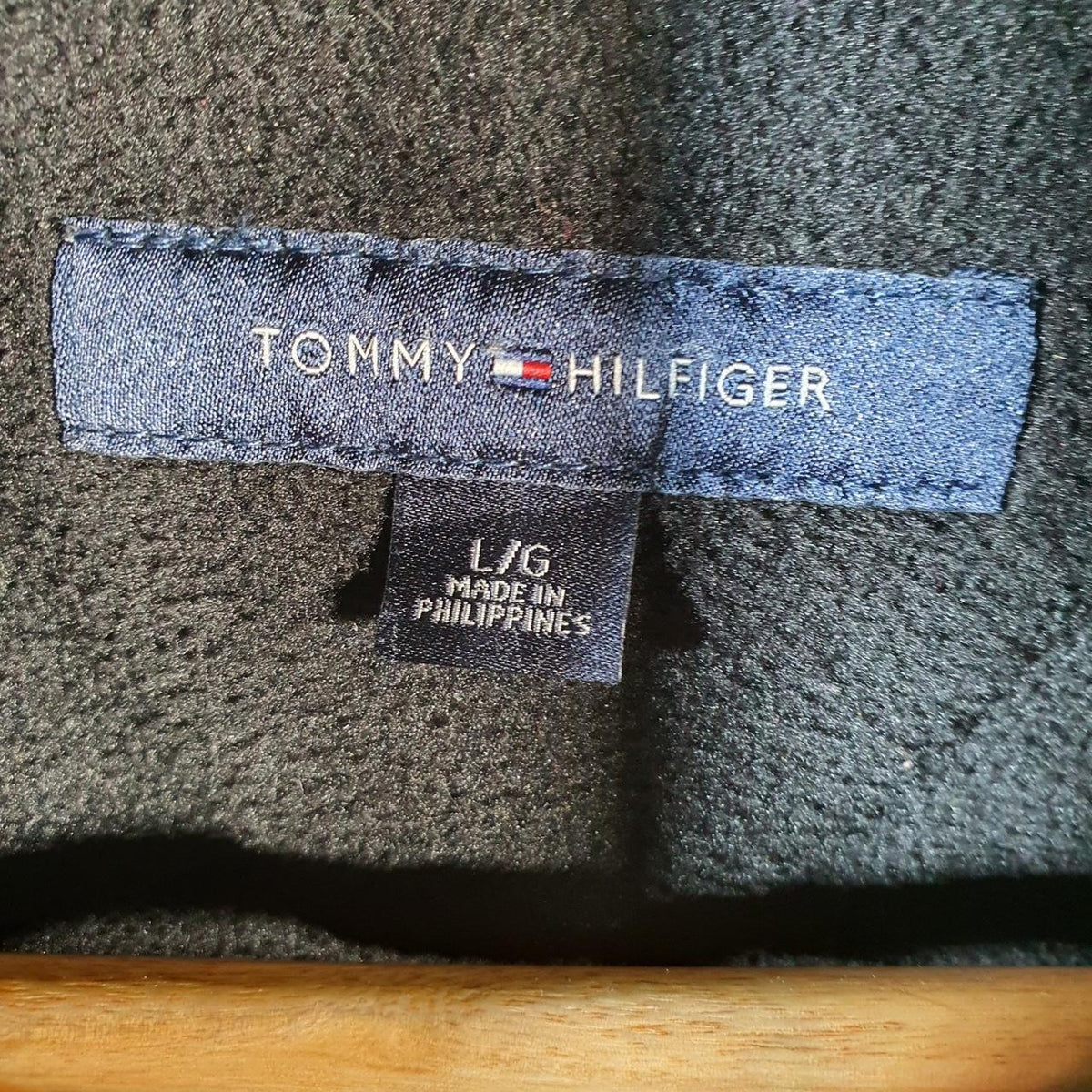 Tommy Hilfiger Full Zip Fleece Sweatshirt Mens Large Black Embroidered Logo