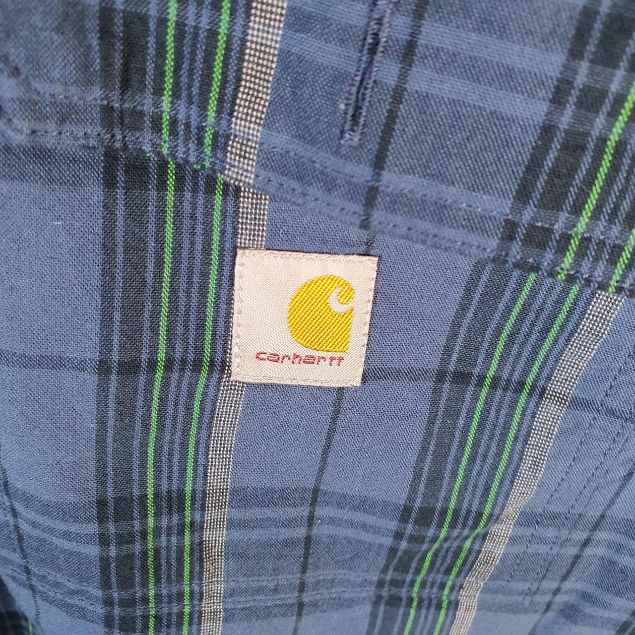 Vintage Carhartt Shirt Button Down Mens Large Blue Checkered Long Sleeve Loose Fit