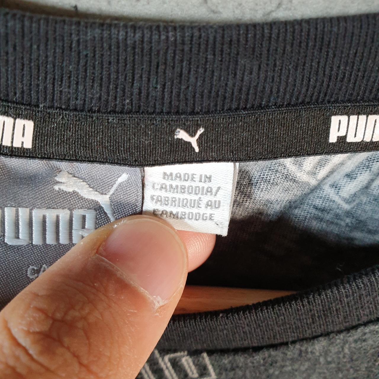 Vintage Puma All Over Print AOP T Shirt Mens Large Black Sports Logo Athletic