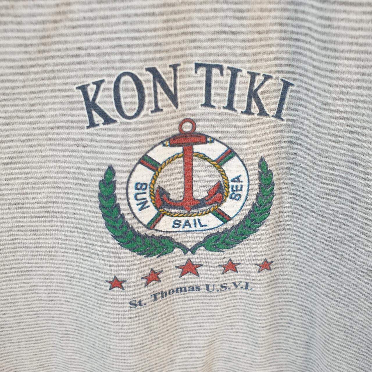 Vintage Belton Kon Tiki St Thomas 90s USA Single Stitch T Shirt Men’s Large Grey