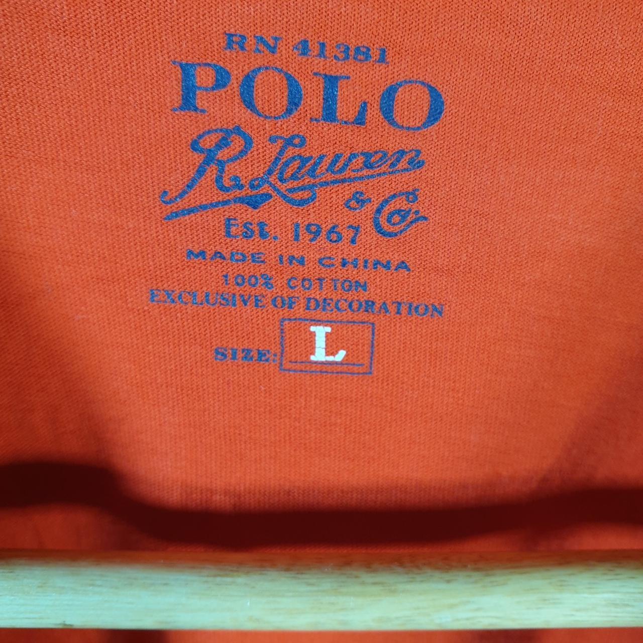 Vintage Ralph Lauren Polo T Shirt Men’s Large Orange Embroidered Custom Fit Pony C9044