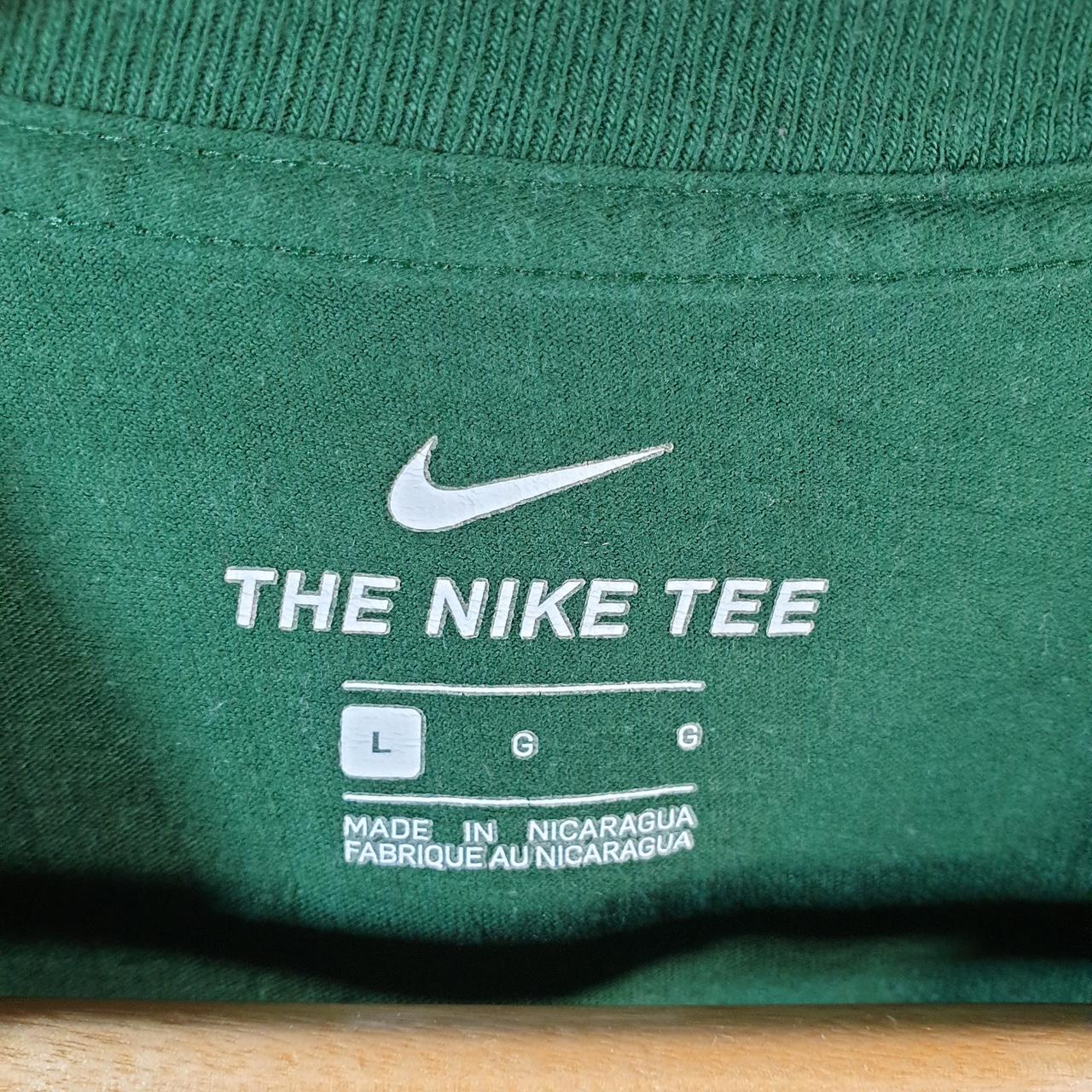 Vintage Nike T Shirt Men’s Large Green Printed Single Swoosh Logo Athletic C8249