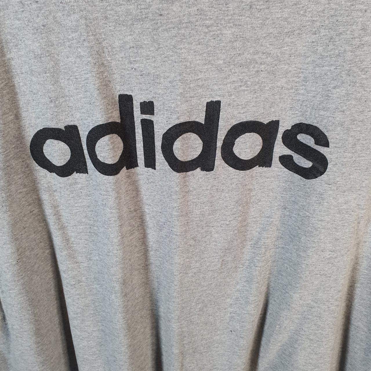 Vintage Adidas Spellout Retro T Shirt Men’s 2XL Grey Three Stripes Logo