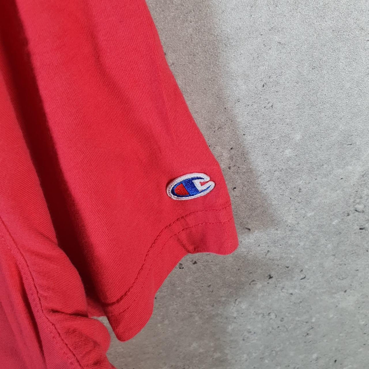 Vintage Champion Embroidered Spellout Logo T Shirt Men’s 2XL Red USA Athletic