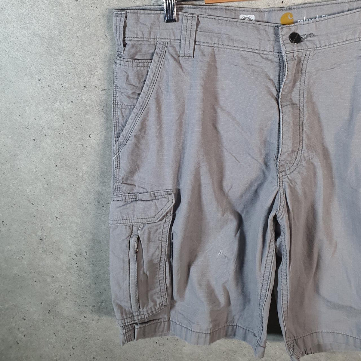 Vintage Carhartt Baggy Carpenter Shorts Jorts Cargo Men’s W38 Grey Relaxed Fit Workwear Big Fish Vintage