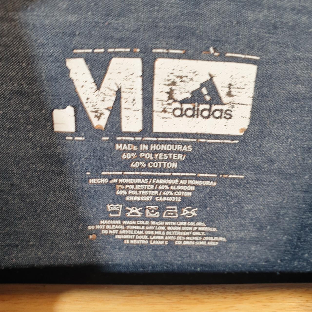 Vintage Adidas Spellout T Shirt Men’s Medium Blue Three Stripes Athletic