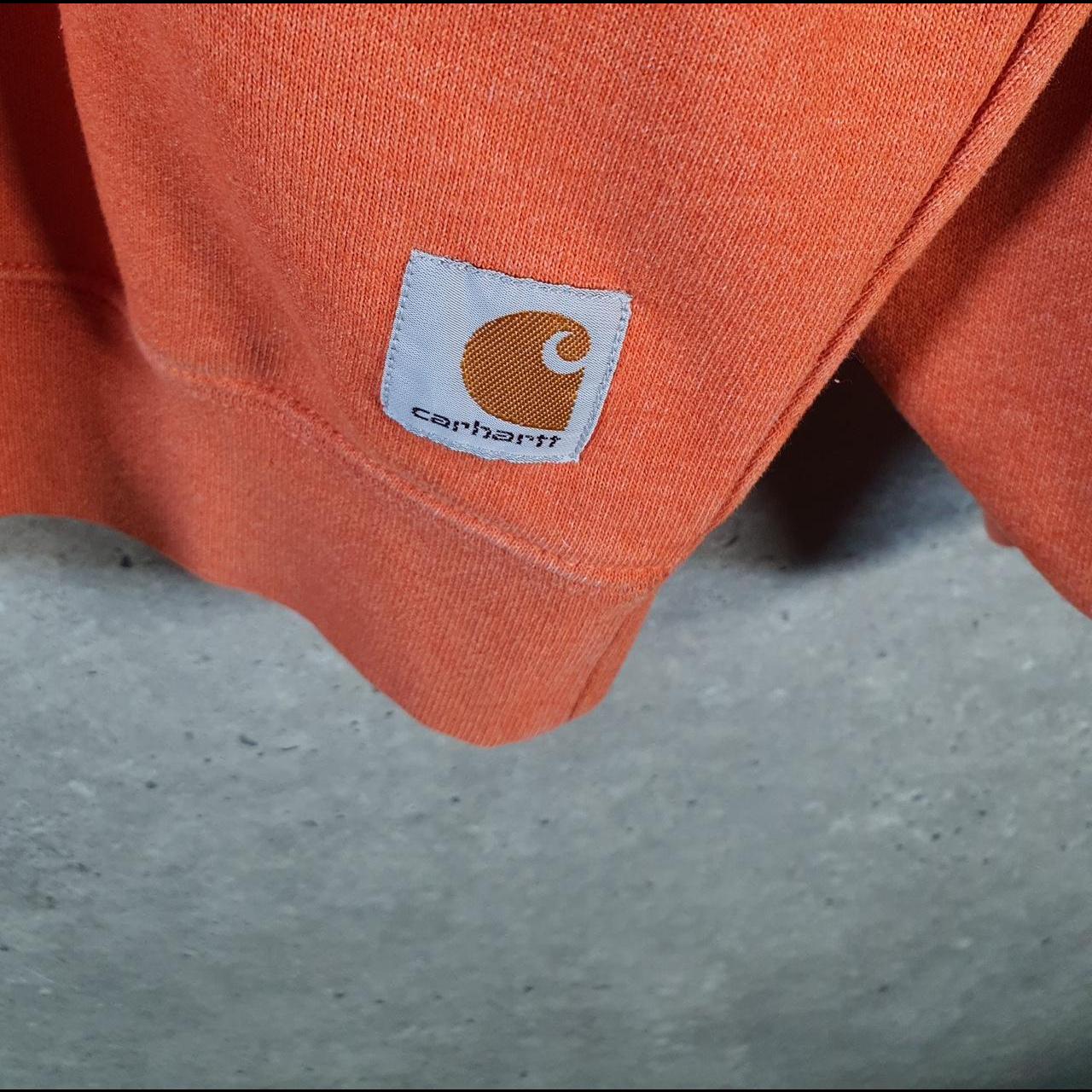Vintage Carhartt Sweatshirt Womens Large Orange Pullover Blank USA Loose Fit