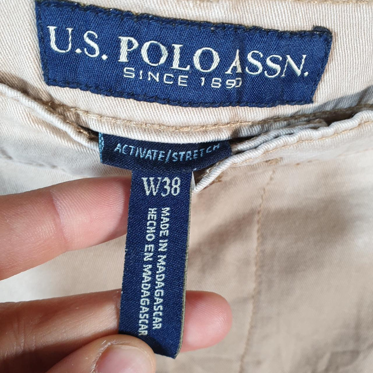 Vintage U.S. Polo Assn. Chino Shorts Jorts Cargo Mens W38 Brown Baggy Cotton