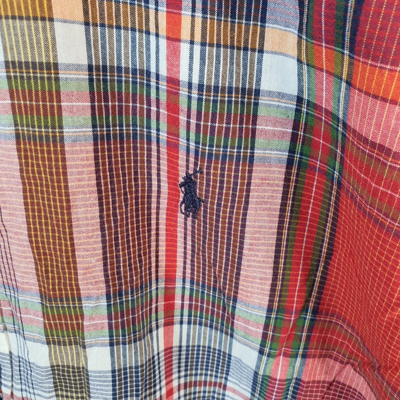 Vintage Ralph Lauren Button Down Shirt Womens Large Red Checkered Classic Fit Cotton Pony Big Fish Vintage