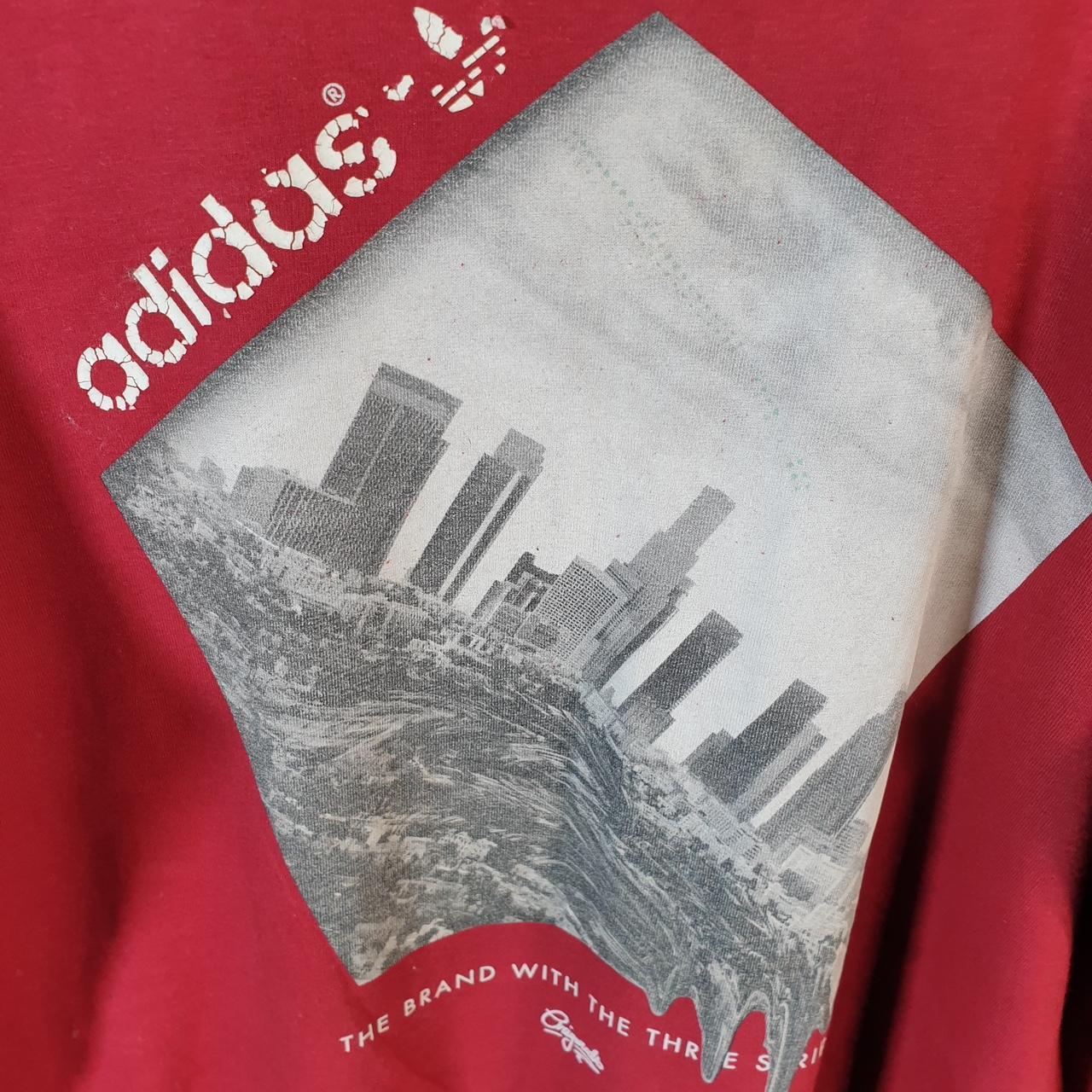 Vintage Adidas Trefoil T Shirt Men’s Medium Burgundy Red Spellout Logo Athletic