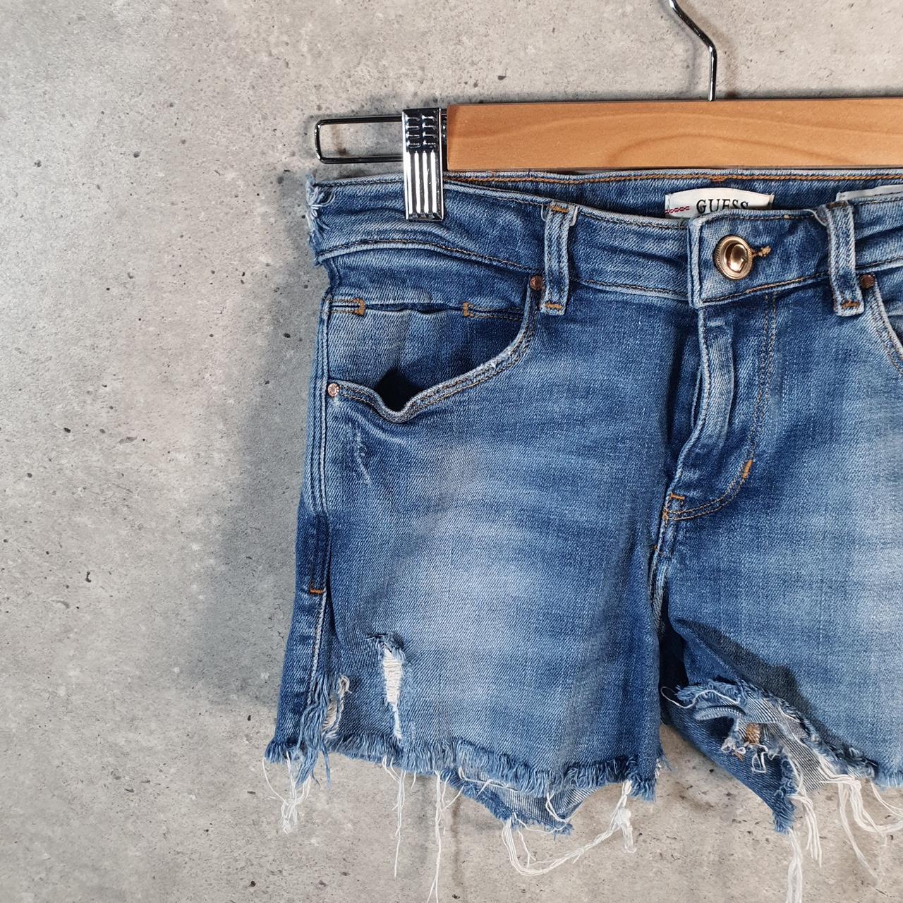 Vintage Guess Cut Off Shorts Jorts Cargo Womens W26 Blue Relaxed Denim