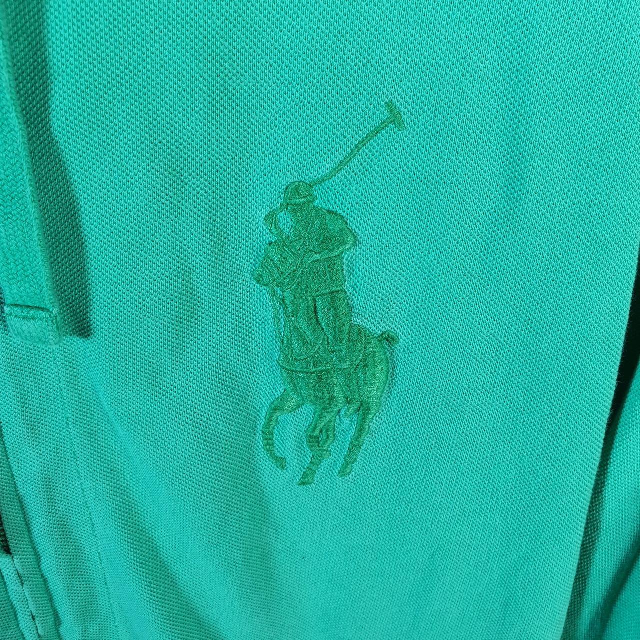 Vintage Ralph Lauren Polo Heavyweight Hoodie Womens Medium Green Cotton Full Zip Pony