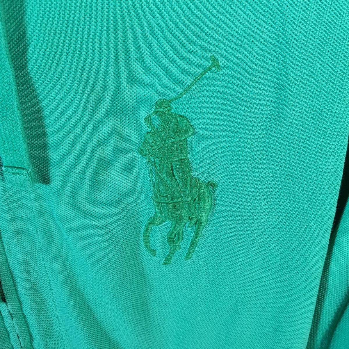 Vintage Ralph Lauren Polo Heavyweight Hoodie Womens Medium Green Cotton Full Zip Pony