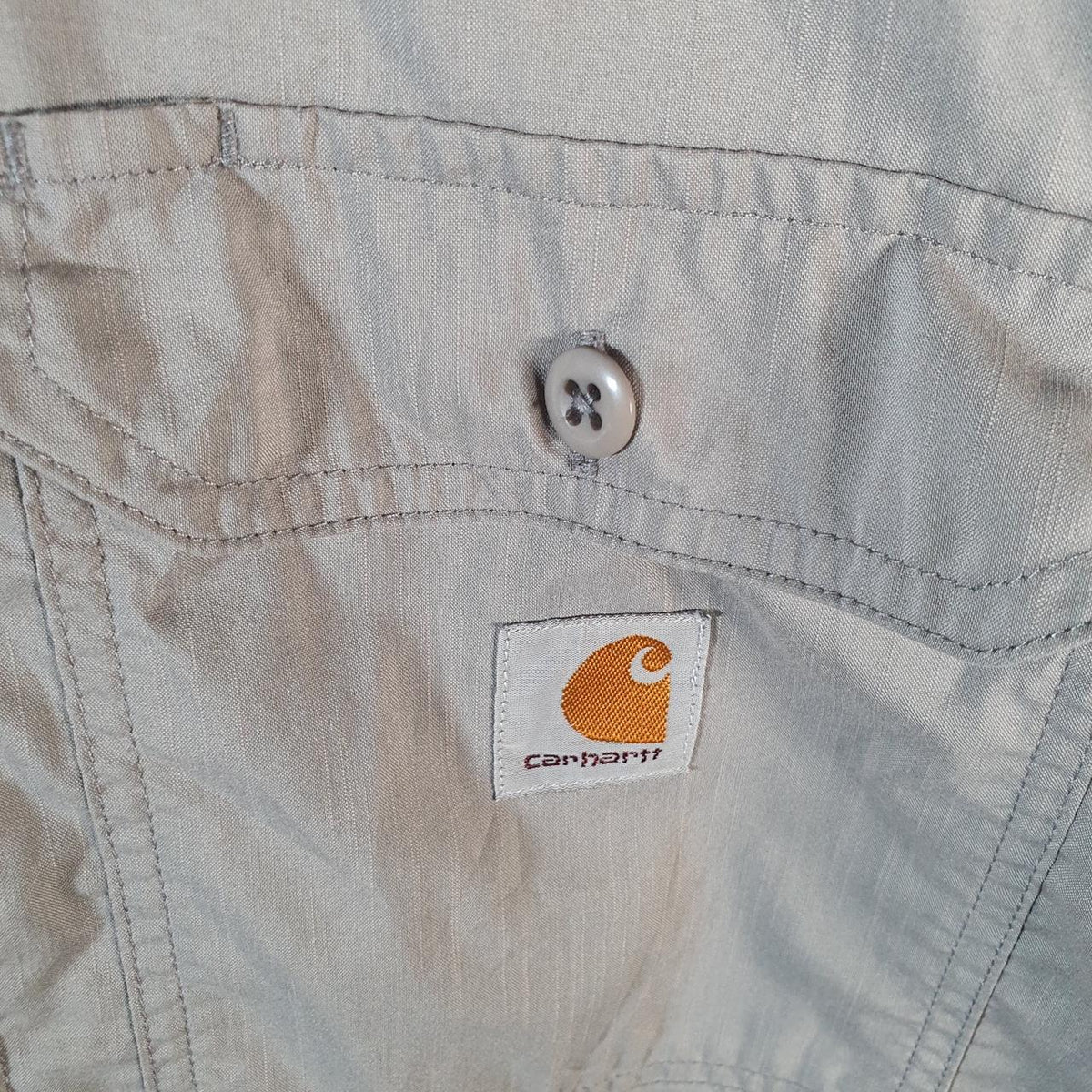 Vintage Carhartt Shirt Button Down Mens XL Grey Short Sleeve Chore Utility Relaxed