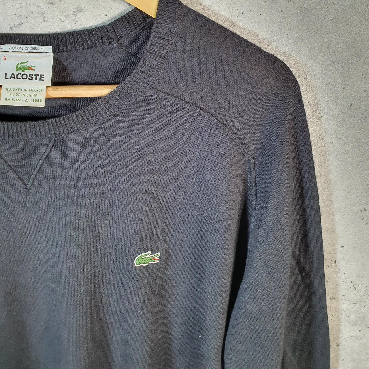 Vintage Lacoste Sweatshirt Men’s Medium Black Pullover Logo Y2K Jumper Logo Casual